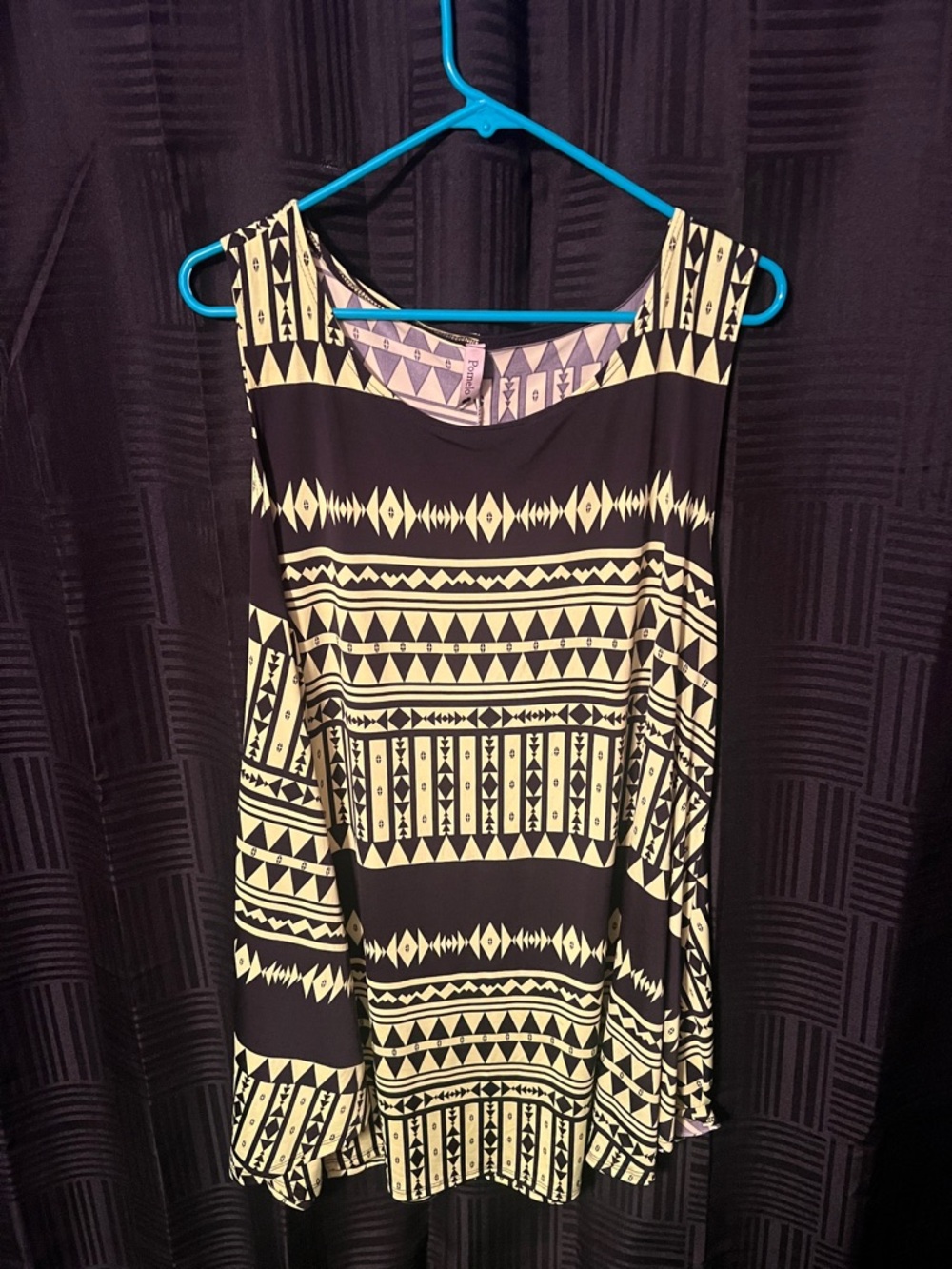 Pomelo Black and lime green Geometric Sleeveless Dress